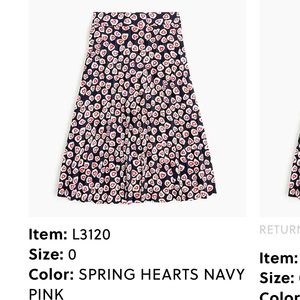 VGUC Jcrew size 0 Pleated skirt in 365 crepe heart print